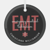 Ornement En Verre Technicien Médicale d'urgence EMT personnalisé (Recto)
