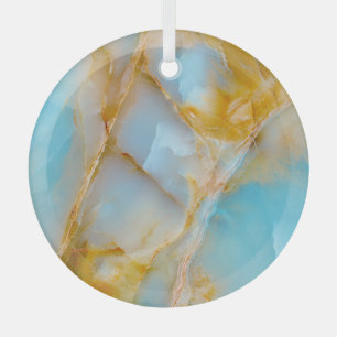 Ornement En Verre Texture marbré, intérieur onyx coloré.
