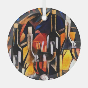 Ornement En Verre Thèmes du vin : Bouteilles et raisins