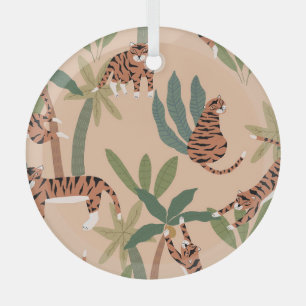 Ornement En Verre Tigers d'été Palmiers Exotiques