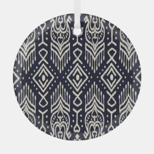 Ornement En Verre Tissu Ikat Brodé : Élégance Ethnique.