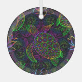 Ornement En Verre Tortue de mer Boho : Motif psychédélique mandala (Recto)
