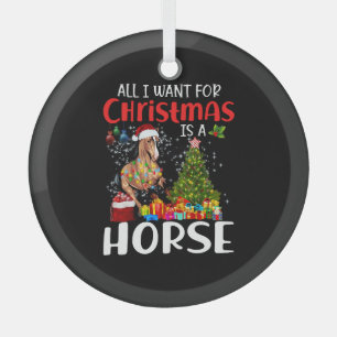 Ornement En Verre Tout Ce Que Je Veux Pour Noël Est Un Cheval Drôle