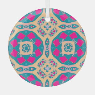 Ornement En Verre Traditionnel, patchwork péruvien, motif de tuiles