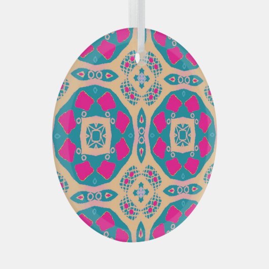 Ornement En Verre Traditionnel, patchwork péruvien, motif de tuiles (Avant droite)