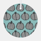Ornement En Verre Tranches de grenade : Motif Aqua Noir. (Verso)