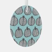 Ornement En Verre Tranches de grenade : Motif Aqua Noir. (Avant droite)