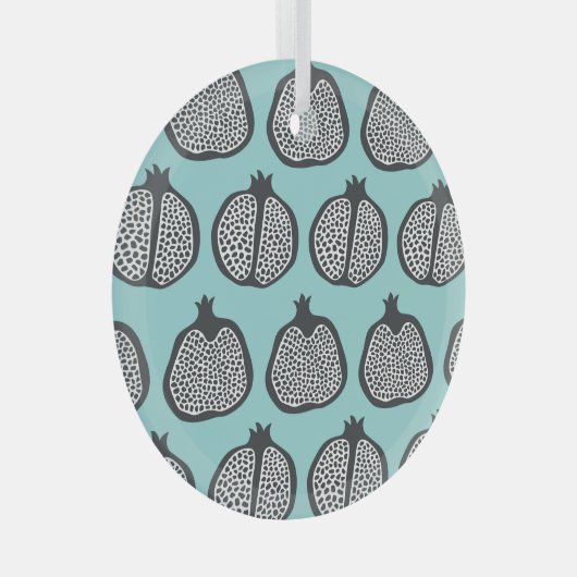 Ornement En Verre Tranches de grenade : Motif Aqua Noir. (Avant droite)