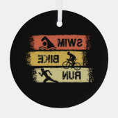 Ornement En Verre Triathlon - Course à vélo de natation (Verso)