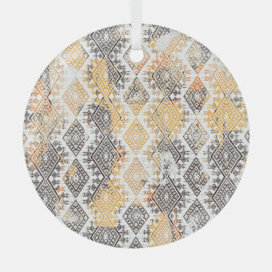 Ornement En Verre Tribal géométrique Boho : Motif en détresse.