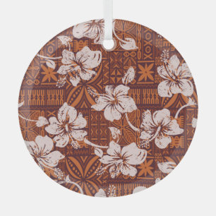 Ornement En Verre Tribal Hawaiian : fonds d'écran de fleurs Hibiscus