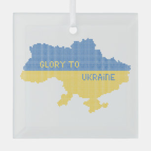 Ornement En Verre Tricot Ukraine texte de la carte d'Etat Gloire à l