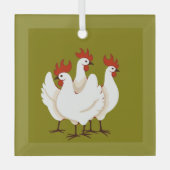 Ornement En Verre Trois poules françaises retro Découpe mi-siècle 1 (Recto)