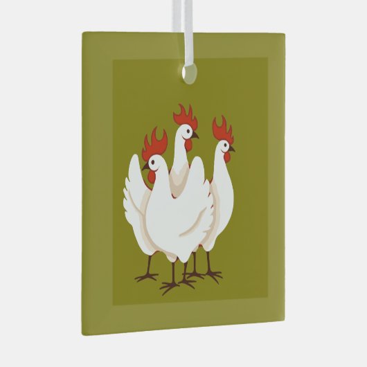 Ornement En Verre Trois poules françaises retro Découpe mi-siècle 1 (Avant droite)