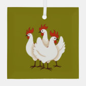 Ornement En Verre Trois poules françaises retro Découpe mi-siècle 1 (Verso)