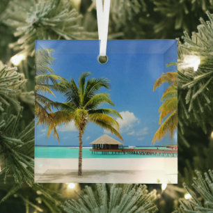 Ornement En Verre Tropical Beaches Island & Lagoon, Maldives