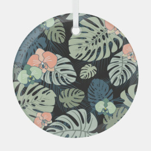 Ornement En Verre Tropical Exotique : Modèle Floral