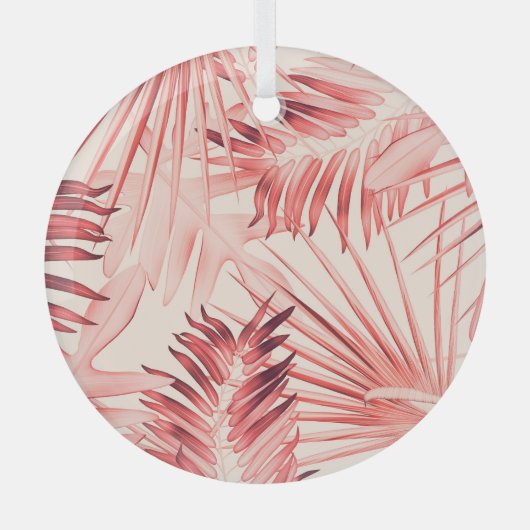 Ornement En Verre Tropical Palm Feuille, Hawaiian Stylish Motif. (Recto)