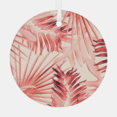 Ornement En Verre Tropical Palm Feuille, Hawaiian Stylish Motif. (Verso)