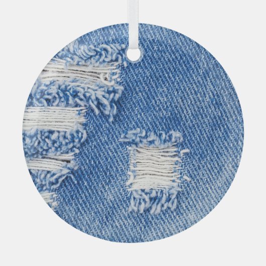 Ornement En Verre Trou, jean denim, texture déchirée (Recto)