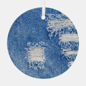Ornement En Verre Trou, jean denim, texture déchirée (Verso)