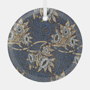 Ornement En Verre Tulipe Saules Motif Bleu Floral de William Morris