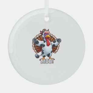 Ornement En Verre Turquie En Costume De Vache, Moo Drôle Thanksgivin