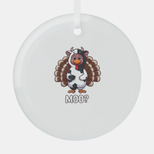 Ornement En Verre Turquie En Costume De Vache, Moo Drôle Thanksgivin