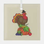 Ornement En Verre Turquie mignonne avec moisson Thanksgiving (Recto)