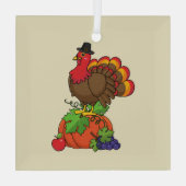 Ornement En Verre Turquie mignonne avec moisson Thanksgiving (Verso)