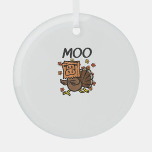 Ornement En Verre Turquie Moo Costume de vache drôle Thanksgiving Tu