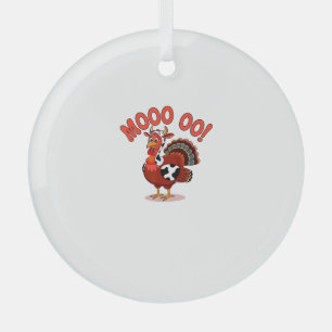 Ornement En Verre Turquie Vache Moo Drôle Thanksgiving