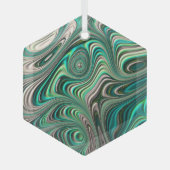 Ornement En Verre Turquoise Paua Abalone Shell Fractal Motif Abstrai (Recto)