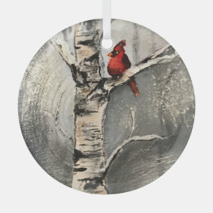 Ornement En Verre Un cardinal en hiver