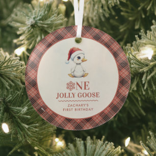 Ornement En Verre Un joyeux oie personnalisé pour un premier anniver