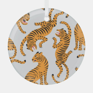 Ornement En Verre Un motif de tigre sans couture, thème de la faune.