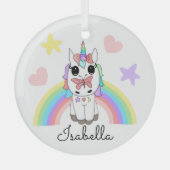 Ornement En Verre Unicorne personnalisée, papillon et arc-en-ciel (Recto)
