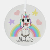Ornement En Verre Unicorne personnalisée, papillon et arc-en-ciel (Verso)