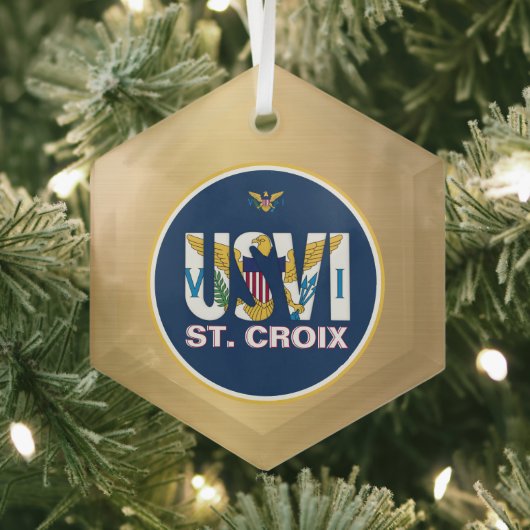 Ornement En Verre US Virgin Islands Flag St. Croix USVI Caribbean (Insitu)