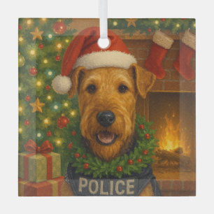 Ornement En Verre Vacances d'Airedale Terrier