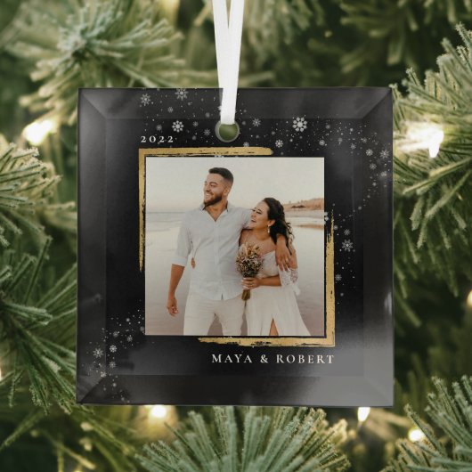 Ornement En Verre Vacances de Noël encadrées d'or (Insitu)