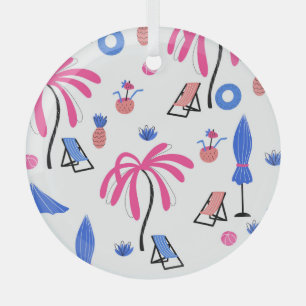 Ornement En Verre Vacances d'été : Palm Trees Ananas Motif