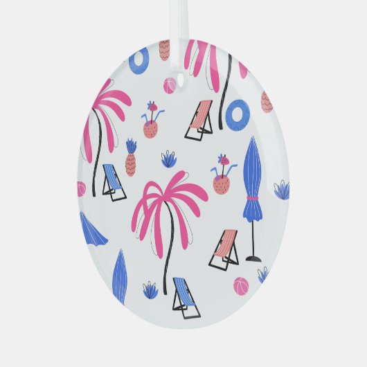 Ornement En Verre Vacances d'été : Palm Trees Ananas Motif (Avant gauche)