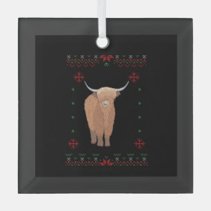 Ornement En Verre Vache des Highlands Noël