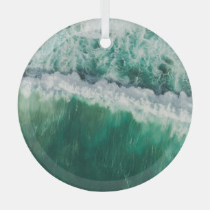 Ornement En Verre Vague aérienne turquoise : tir de drone