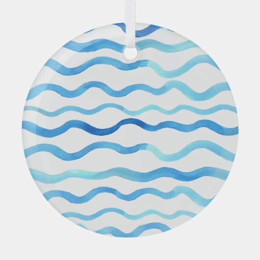 Ornement En Verre Vagues Aquarelle : bleu turquoise sans joint. (Recto)