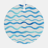 Ornement En Verre Vagues Aquarelle : bleu turquoise sans joint. (Verso)