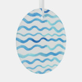 Ornement En Verre Vagues Aquarelle : bleu turquoise sans joint. (Avant droite)