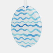 Ornement En Verre Vagues Aquarelle : bleu turquoise sans joint. (Avant gauche)