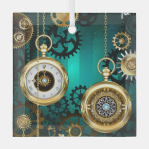Ornement En Verre Veille bijoux Steampunk sur un Arrière - plan vert